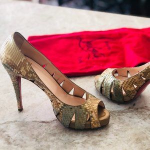 Christian Loubiton Snake Peep Toe